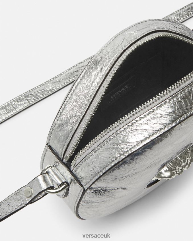 Women Versace La Medusa Round Crossbody Bag 6D2D06338 Gray Bags