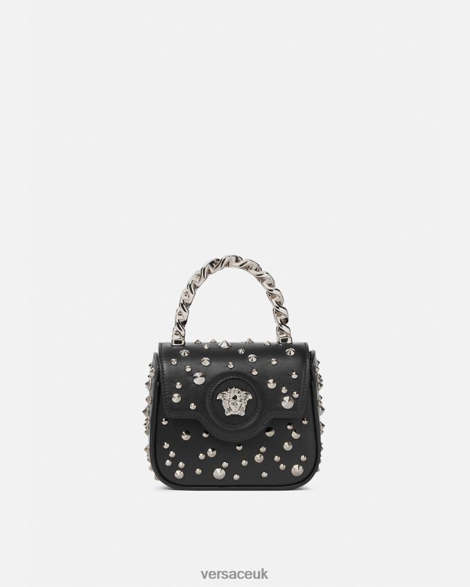 Women Versace La Medusa Spiked Mini Bag 6D2D06352 Black Bags