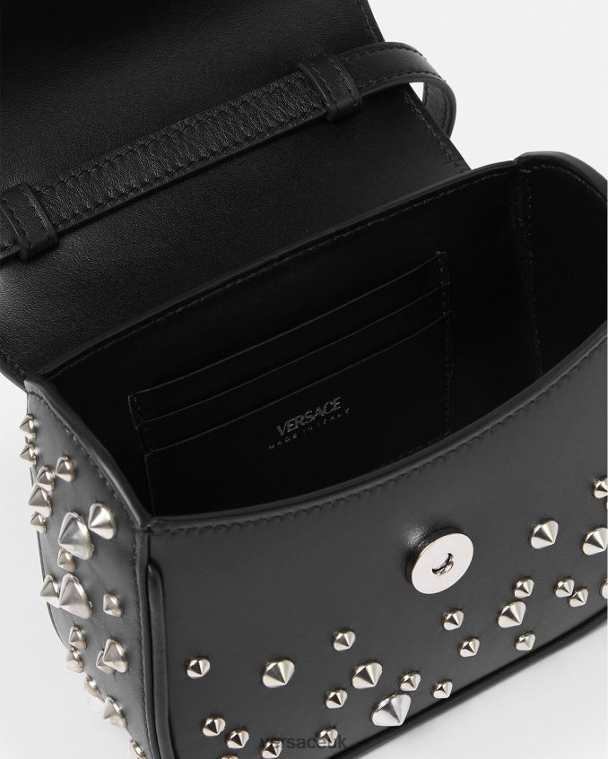 Women Versace La Medusa Spiked Mini Bag 6D2D06352 Black Bags