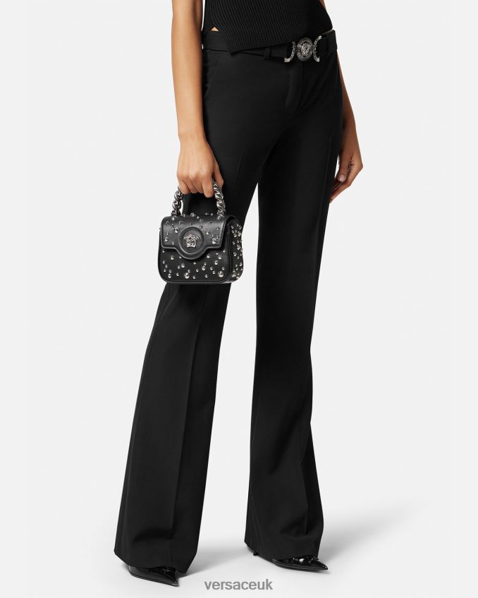 Women Versace La Medusa Spiked Mini Bag 6D2D06352 Black Bags