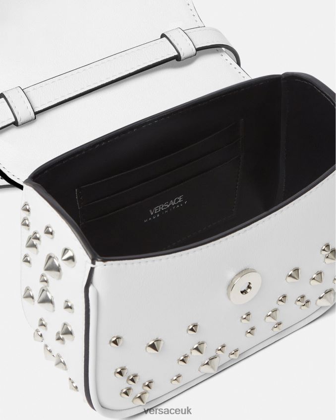 Women Versace La Medusa Spiked Mini Bag 6D2D06353 White Bags