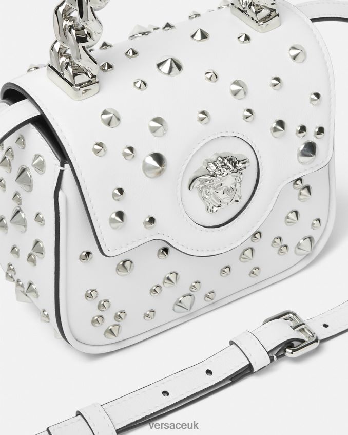 Women Versace La Medusa Spiked Mini Bag 6D2D06353 White Bags