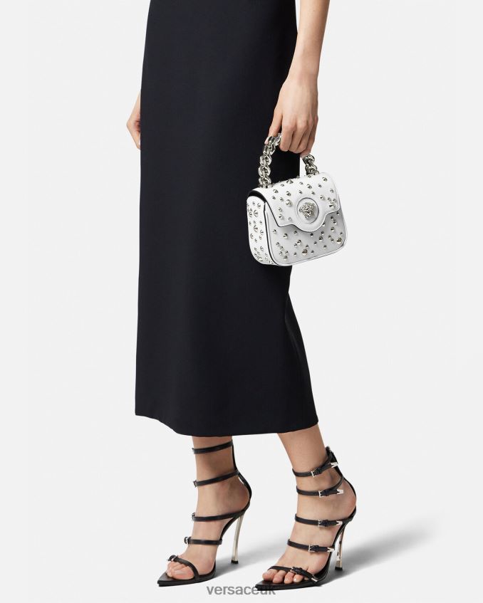 Women Versace La Medusa Spiked Mini Bag 6D2D06353 White Bags