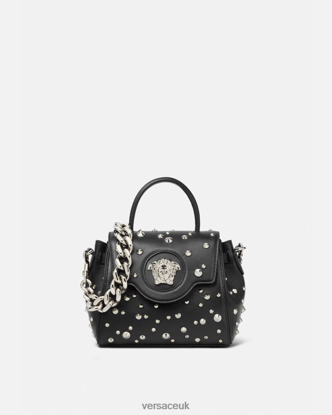 Women Versace La Medusa Spiked Small Handbag 6D2D06350 Black Bags