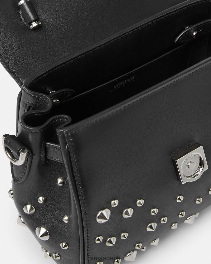 Women Versace La Medusa Spiked Small Handbag 6D2D06350 Black Bags