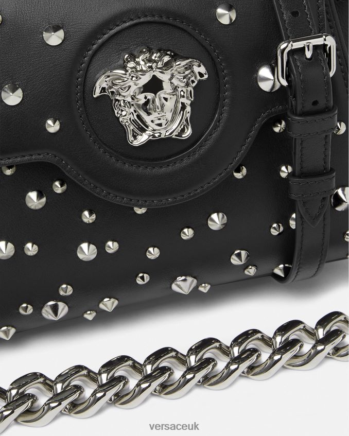 Women Versace La Medusa Spiked Small Handbag 6D2D06350 Black Bags