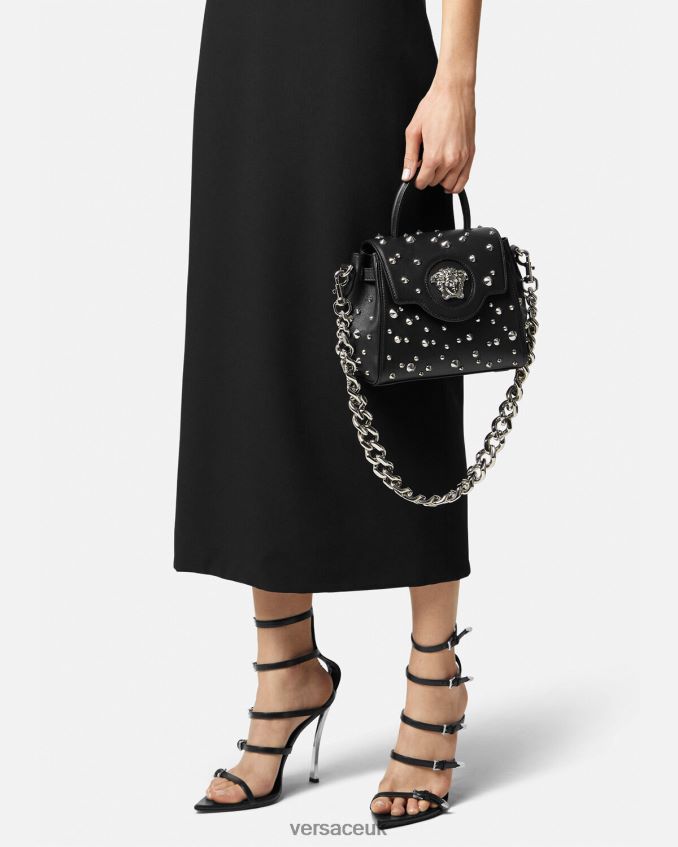Women Versace La Medusa Spiked Small Handbag 6D2D06350 Black Bags