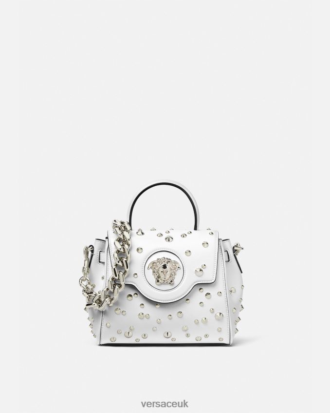 Women Versace La Medusa Spiked Small Handbag 6D2D06351 White Bags
