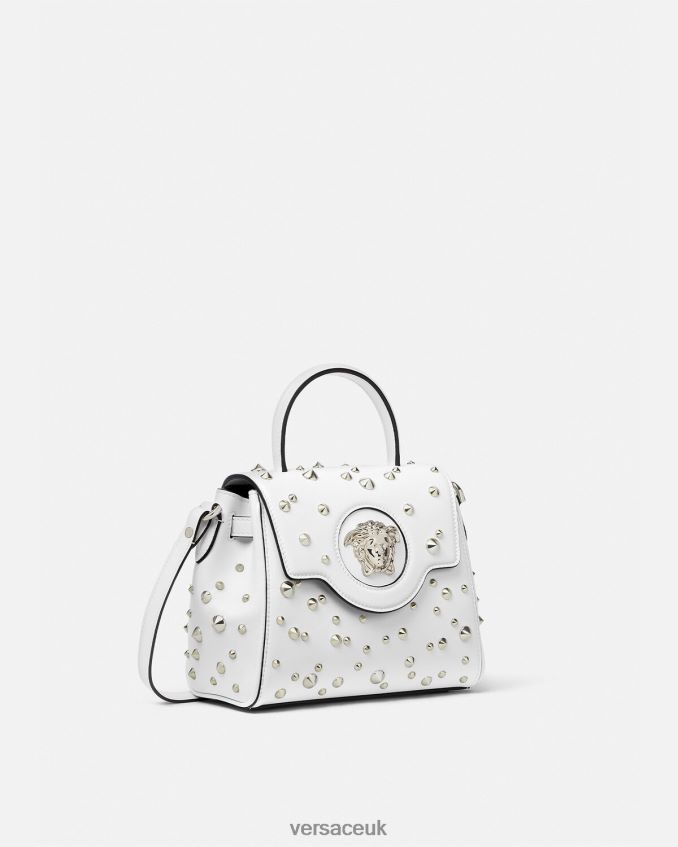 Women Versace La Medusa Spiked Small Handbag 6D2D06351 White Bags