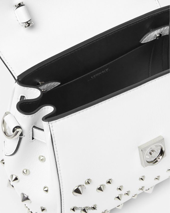 Women Versace La Medusa Spiked Small Handbag 6D2D06351 White Bags