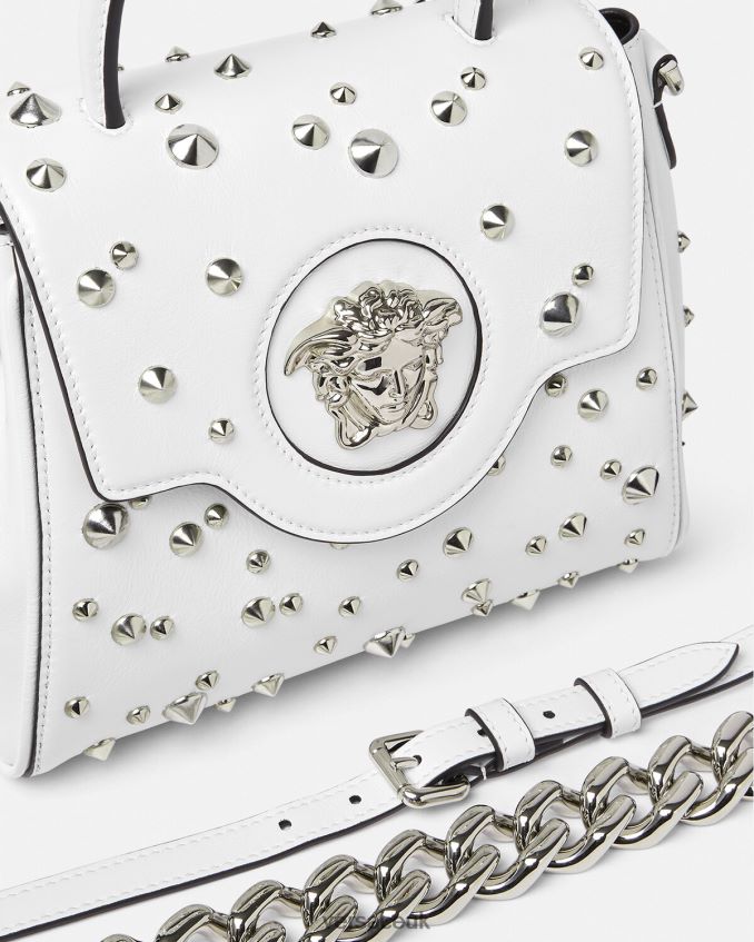 Women Versace La Medusa Spiked Small Handbag 6D2D06351 White Bags
