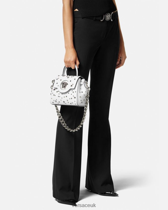 Women Versace La Medusa Spiked Small Handbag 6D2D06351 White Bags