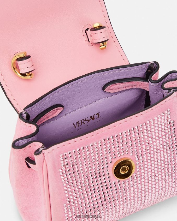 Women Versace La Medusa Studded Micro Bag 6D2D06328 Pink Bags