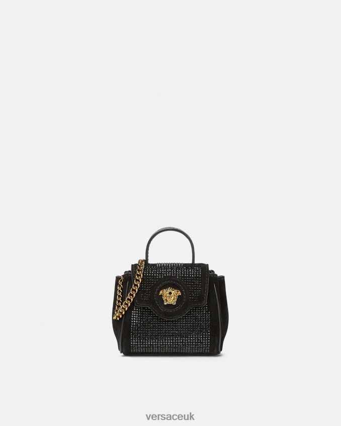 Women Versace La Medusa Studded Micro Bag 6D2D06329 Black Bags