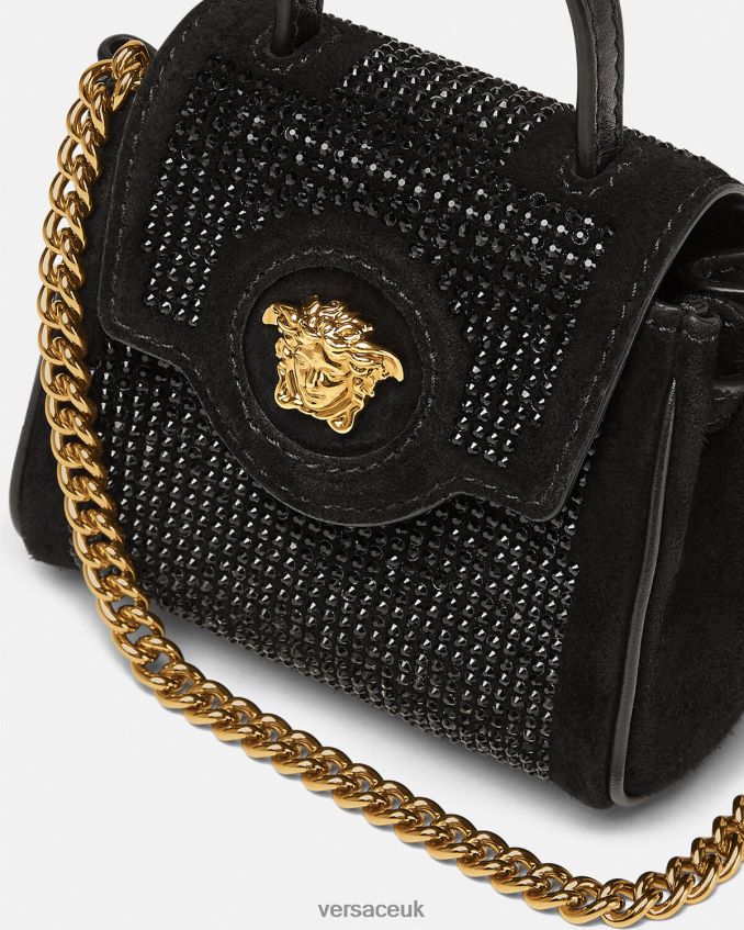 Women Versace La Medusa Studded Micro Bag 6D2D06329 Black Bags