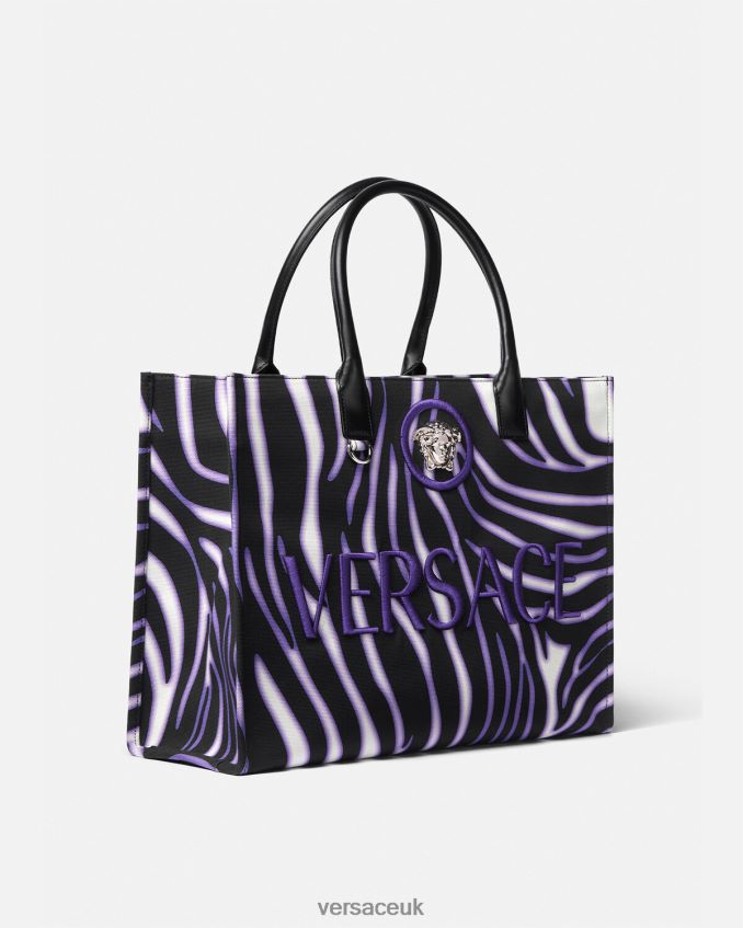 Women Versace Zebra Large Tote Bag 6D2D06349 Print & Violet Bags
