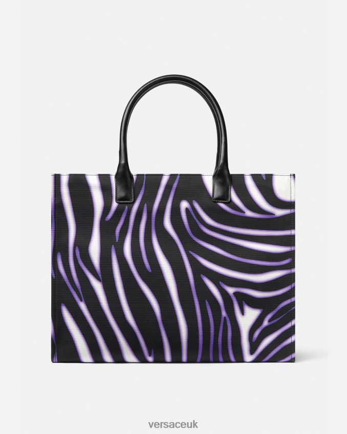 Women Versace Zebra Large Tote Bag 6D2D06349 Print & Violet Bags