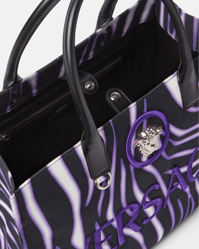 Women Versace Zebra Large Tote Bag 6D2D06349 Print & Violet Bags