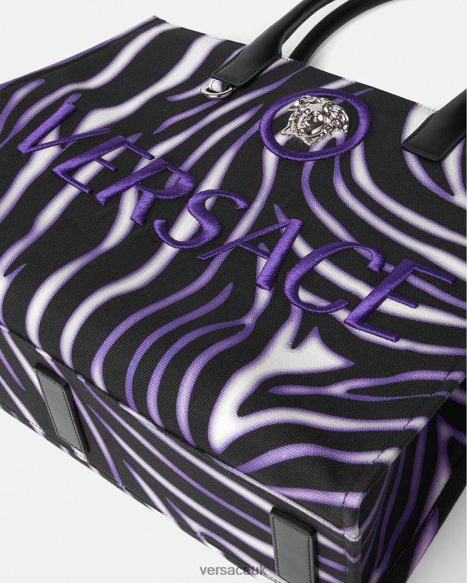 Women Versace Zebra Large Tote Bag 6D2D06349 Print & Violet Bags