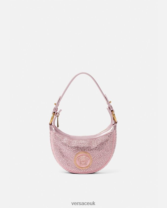 Women Versace Crystal Repeat Mini Hobo Bag 6D2D06275 Pink Bags
