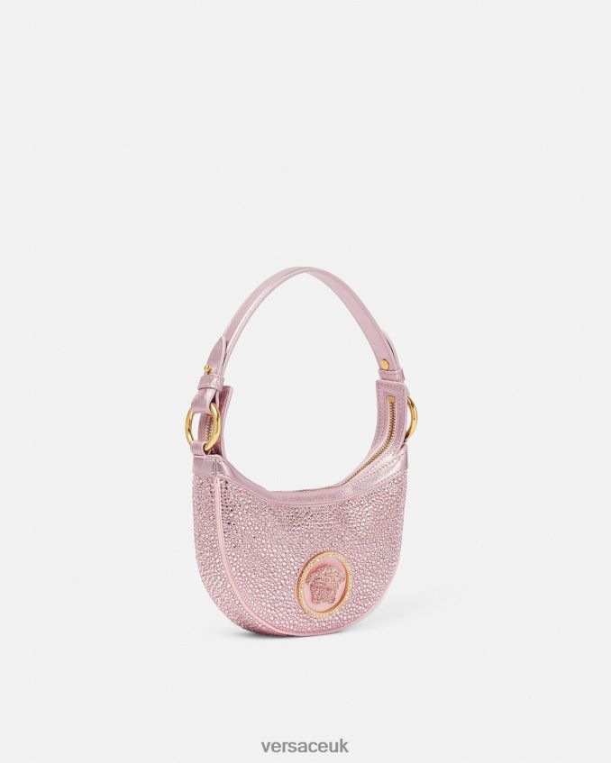 Women Versace Crystal Repeat Mini Hobo Bag 6D2D06275 Pink Bags