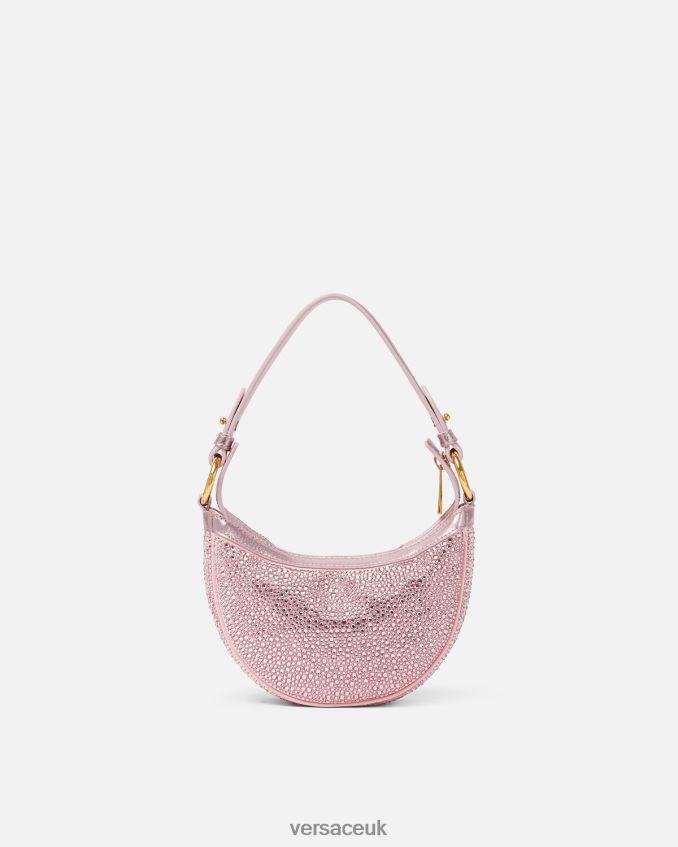 Women Versace Crystal Repeat Mini Hobo Bag 6D2D06275 Pink Bags