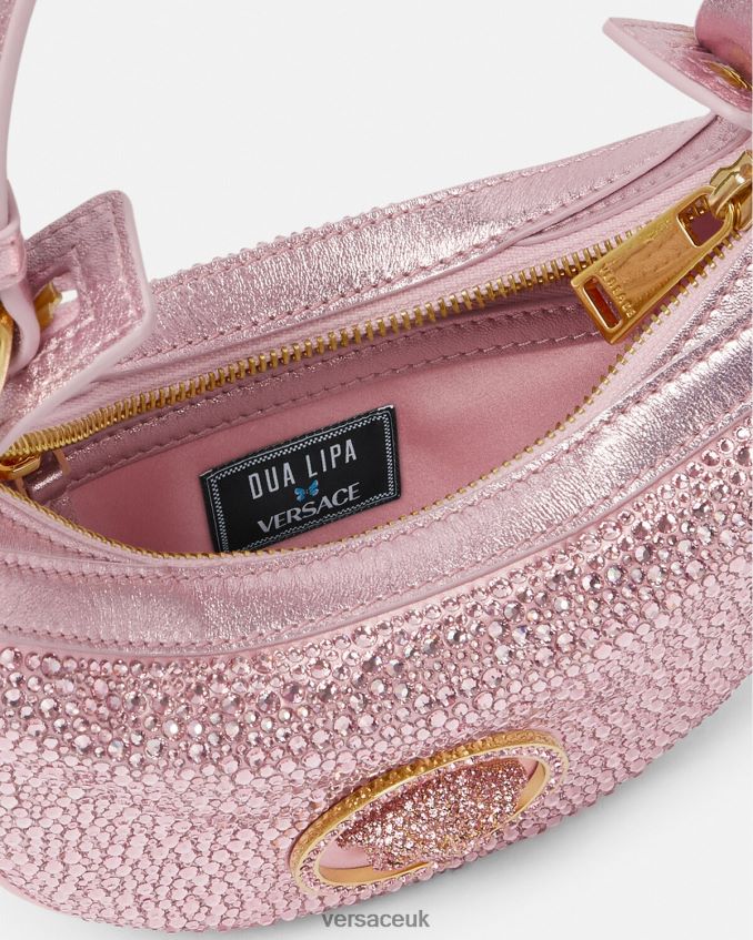 Women Versace Crystal Repeat Mini Hobo Bag 6D2D06275 Pink Bags