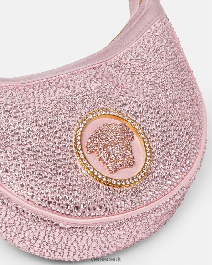 Women Versace Crystal Repeat Mini Hobo Bag 6D2D06275 Pink Bags