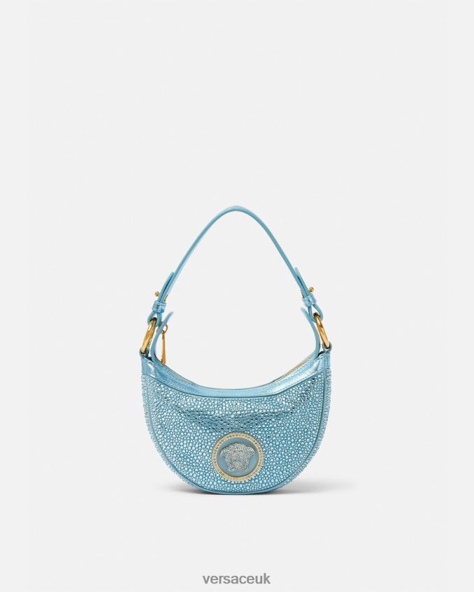 Women Versace Crystal Repeat Mini Hobo Bag 6D2D06276 Turquoise Bags