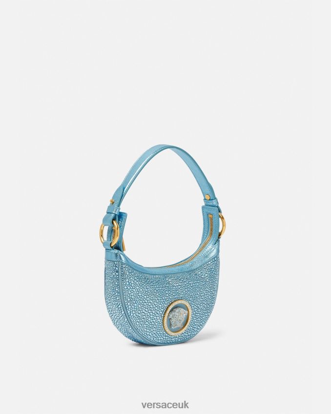 Women Versace Crystal Repeat Mini Hobo Bag 6D2D06276 Turquoise Bags