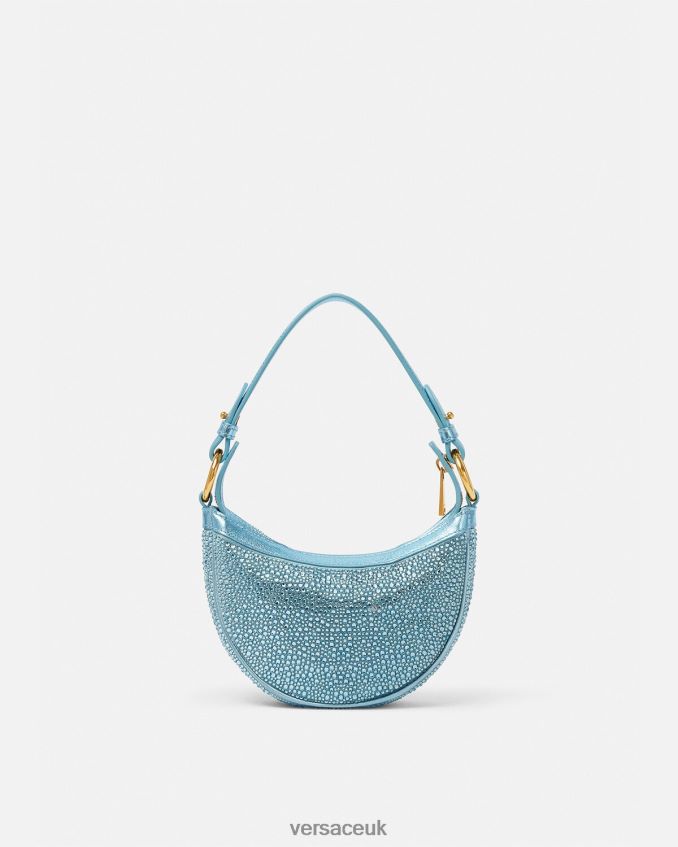 Women Versace Crystal Repeat Mini Hobo Bag 6D2D06276 Turquoise Bags