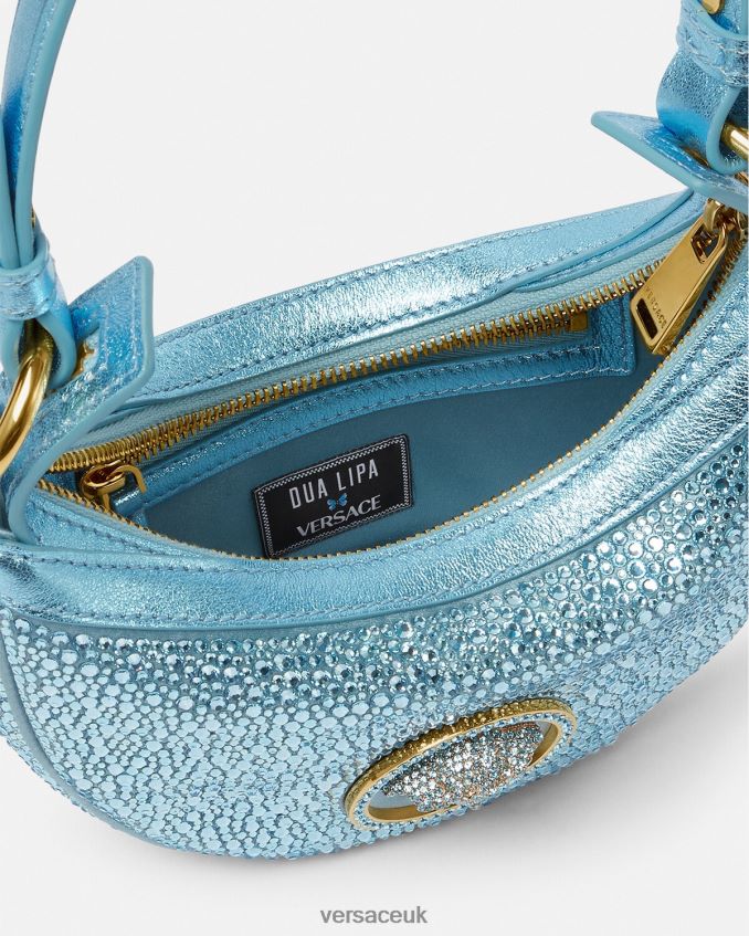 Women Versace Crystal Repeat Mini Hobo Bag 6D2D06276 Turquoise Bags