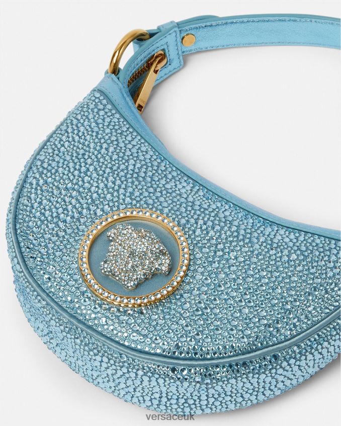 Women Versace Crystal Repeat Mini Hobo Bag 6D2D06276 Turquoise Bags
