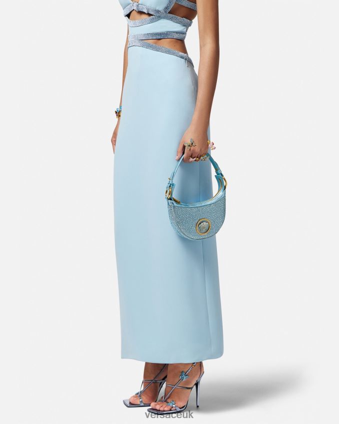 Women Versace Crystal Repeat Mini Hobo Bag 6D2D06276 Turquoise Bags