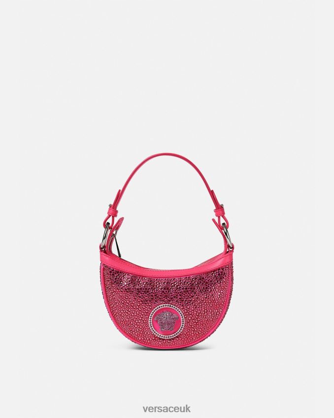 Women Versace Crystal Repeat Mini Hobo Bag 6D2D06291 Fuchsia Bags