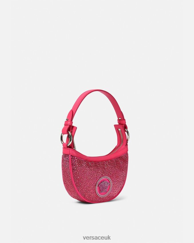 Women Versace Crystal Repeat Mini Hobo Bag 6D2D06291 Fuchsia Bags