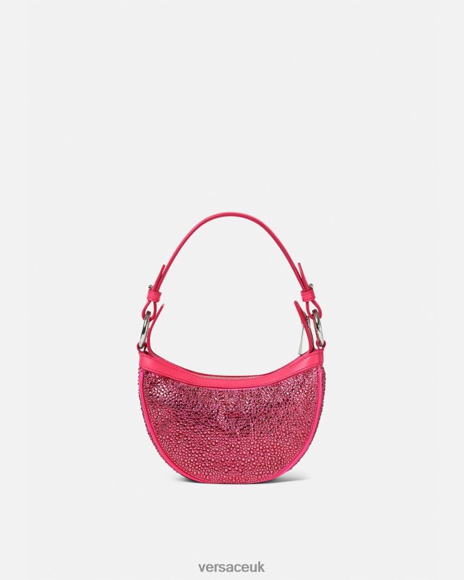 Women Versace Crystal Repeat Mini Hobo Bag 6D2D06291 Fuchsia Bags