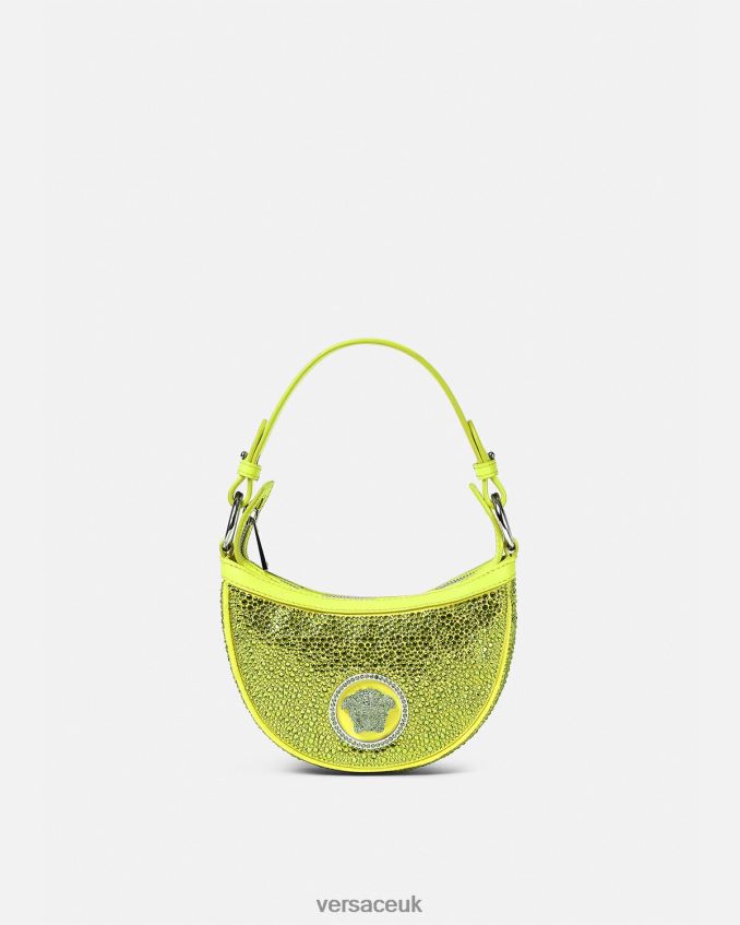 Women Versace Crystal Repeat Mini Hobo Bag 6D2D06293 Yellow Bags