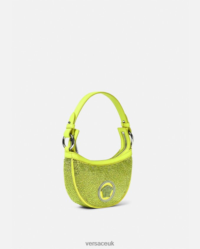 Women Versace Crystal Repeat Mini Hobo Bag 6D2D06293 Yellow Bags