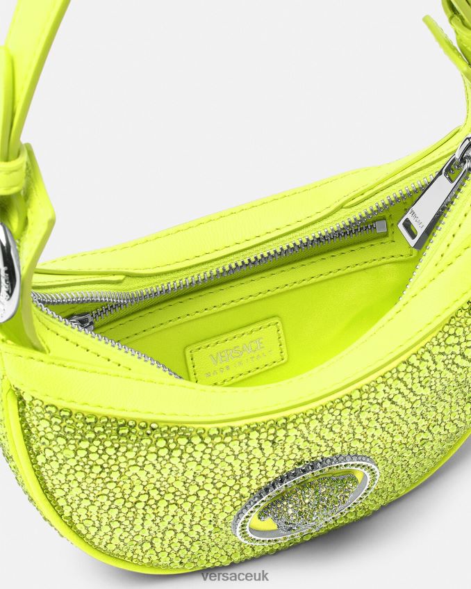 Women Versace Crystal Repeat Mini Hobo Bag 6D2D06293 Yellow Bags
