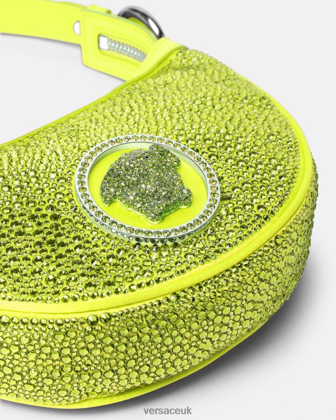 Women Versace Crystal Repeat Mini Hobo Bag 6D2D06293 Yellow Bags