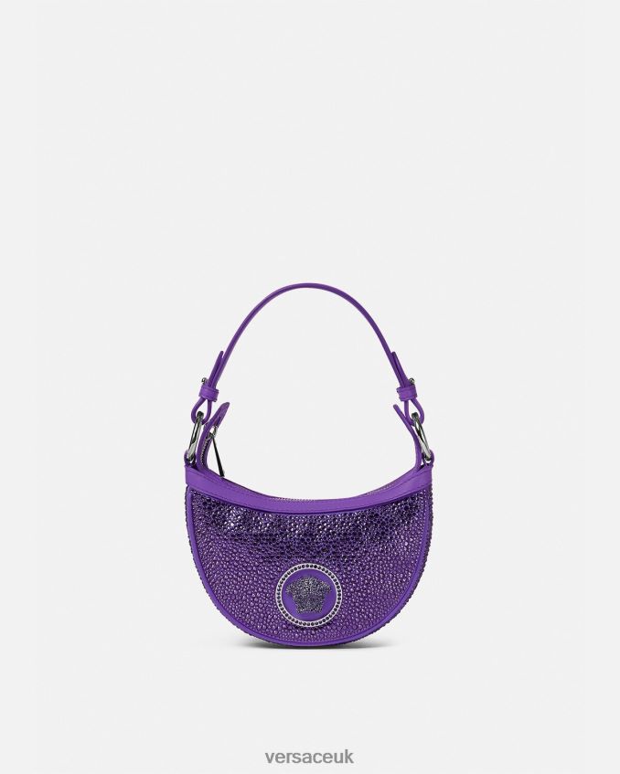 Women Versace Crystal Repeat Mini Hobo Bag 6D2D06299 Violet Bags