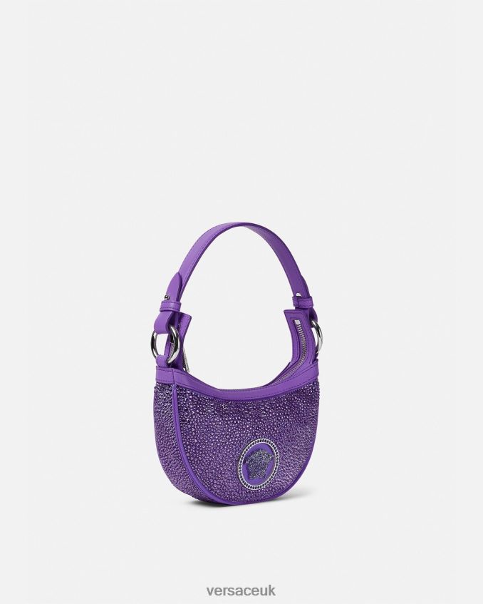 Women Versace Crystal Repeat Mini Hobo Bag 6D2D06299 Violet Bags