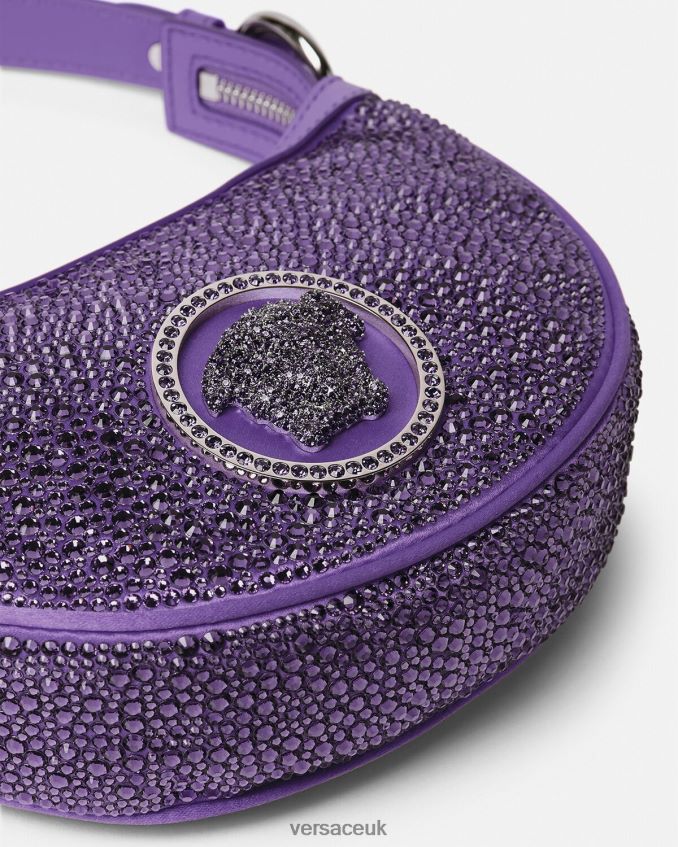 Women Versace Crystal Repeat Mini Hobo Bag 6D2D06299 Violet Bags