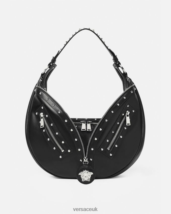 Women Versace Repeat Hobo Bag 6D2D06289 Black Bags