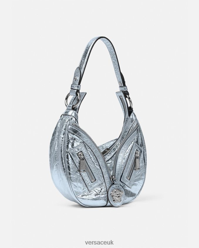 Women Versace Repeat Metallic Small Hobo Bag 6D2D06279 Light Blue Bags