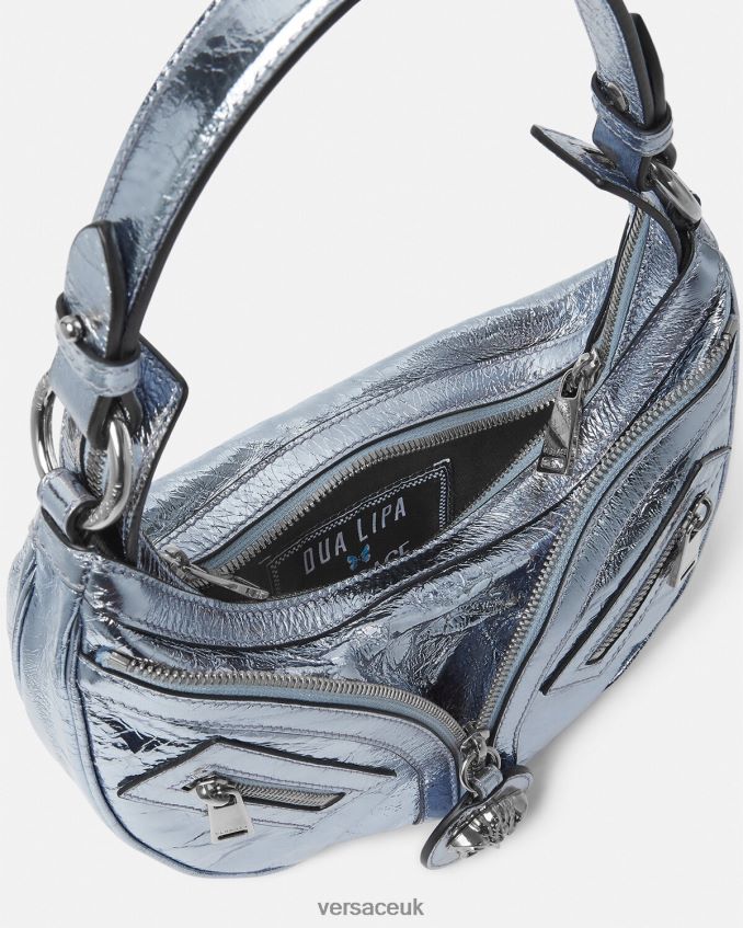 Women Versace Repeat Metallic Small Hobo Bag 6D2D06279 Light Blue Bags