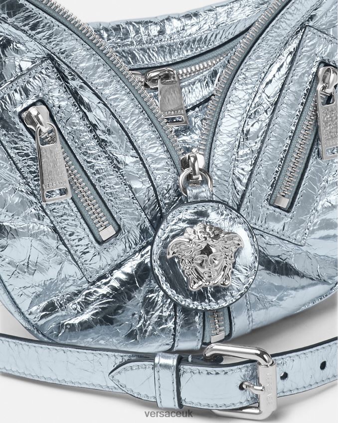 Women Versace Repeat Metallic Small Hobo Bag 6D2D06279 Light Blue Bags