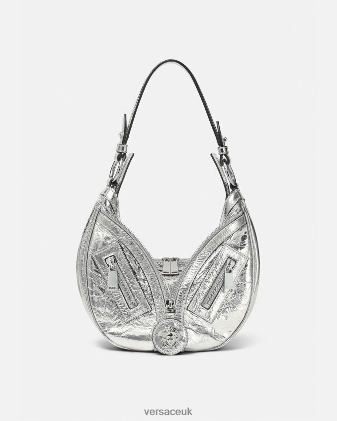 Women Versace Repeat Metallic Small Hobo Bag 6D2D06280 Gray Bags