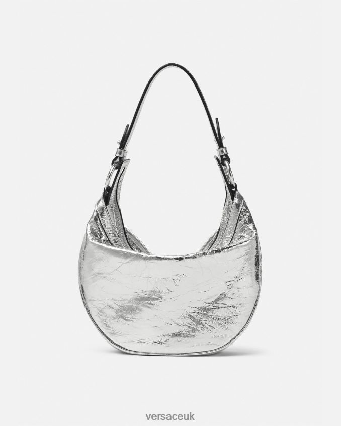 Women Versace Repeat Metallic Small Hobo Bag 6D2D06280 Gray Bags